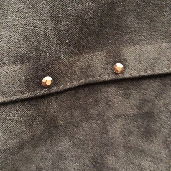 Laura Petites Made in Canada brown faux suede midi skirt, gold rivets Size Large - Picture 4 of 9